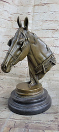 Load image into Gallery viewer, Hot Cast Bronze Horses Head Sculpture Marble Statue Figurine Barye Home Decor Art
