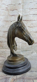 Load image into Gallery viewer, Hot Cast Bronze Horses Head Sculpture Marble Statue Figurine Barye Home Decor Art
