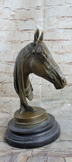 Hot Cast Bronze Horses Head Sculpture Marble Statue Figurine Barye Home Decor Art