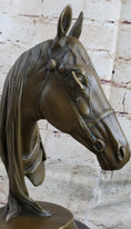 Load image into Gallery viewer, Hot Cast Bronze Horses Head Sculpture Marble Statue Figurine Barye Home Decor Art
