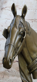 Load image into Gallery viewer, Hot Cast Bronze Horses Head Sculpture Marble Statue Figurine Barye Home Decor Art

