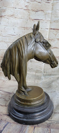 Load image into Gallery viewer, Hot Cast Bronze Horses Head Sculpture Marble Statue Figurine Barye Home Decor Art
