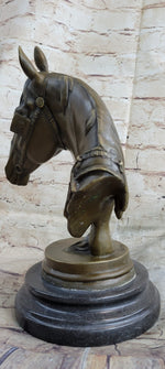 Hot Cast Bronze Horses Head Sculpture Marble Statue Figurine Barye Home Decor Art