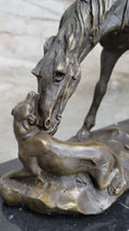 Load image into Gallery viewer, Friendship between Horse & Dog Bronze Statue Sculpture Equestrian Decor

