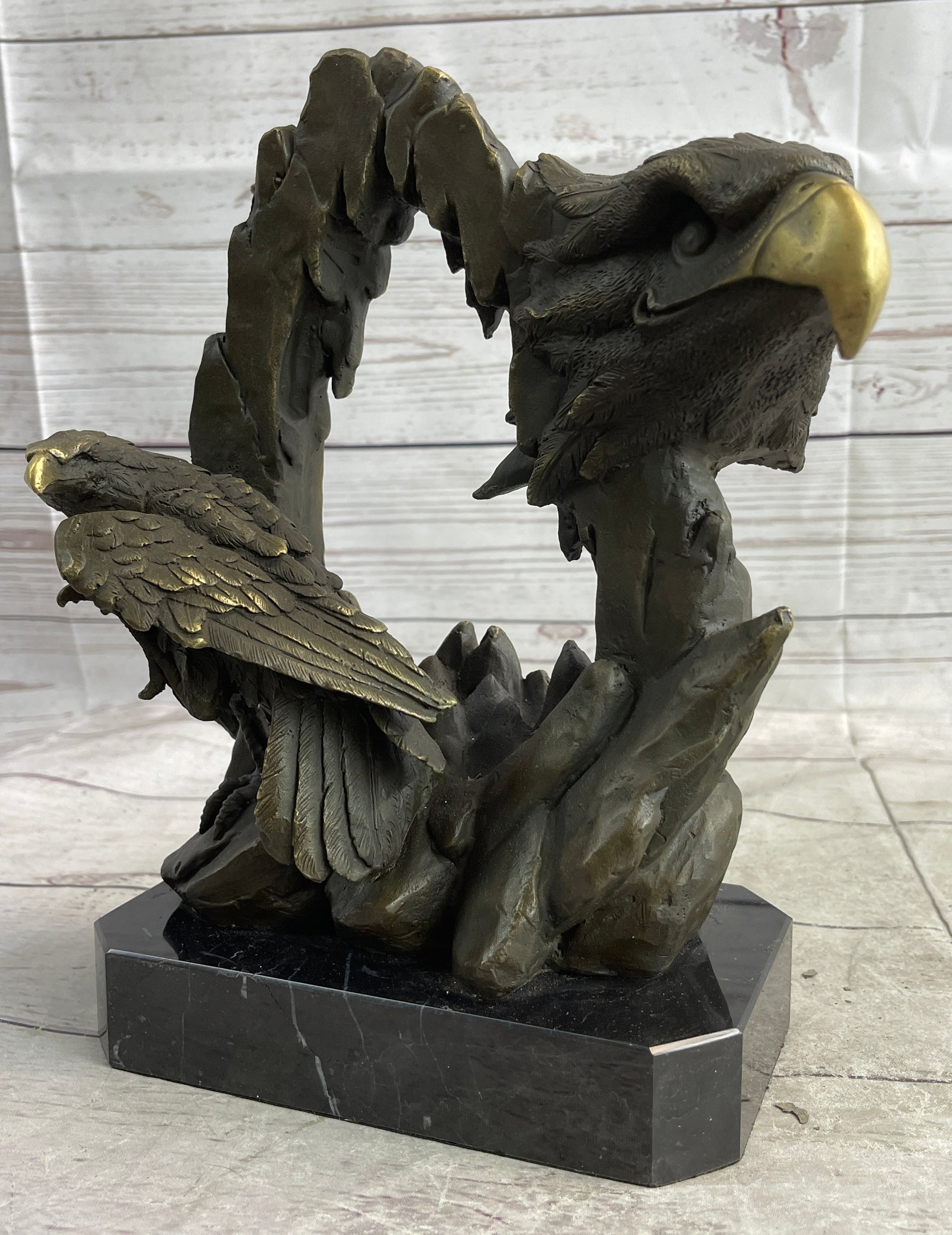 Majestic Bald Eagle Head Sculpture Bronze Statue Figurine Wildlife Bird Lover Art Decor