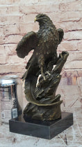 Load image into Gallery viewer, Regal Bronze Eagle Sculpture – Majestic Bird of Prey on Marble Base
