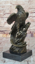 Load image into Gallery viewer, Regal Bronze Eagle Sculpture – Majestic Bird of Prey on Marble Base

