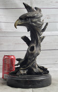 Load image into Gallery viewer, Bald Eagle Head Bust on Tree Bronze Sculpture Statue Figure Decor Signed Original on Marble Base
