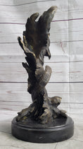 Load image into Gallery viewer, Bald Eagle Head Bust on Tree Bronze Sculpture Statue Figure Decor Signed Original on Marble Base
