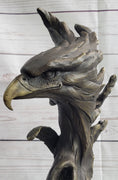 Load image into Gallery viewer, Bald Eagle Head Bust on Tree Bronze Sculpture Statue Figure Decor Signed Original on Marble Base

