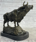 Load image into Gallery viewer, Bull Cow Cattle Farm Animal Bronze Metal Statue Sculpture on Marble Base
