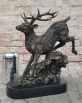 Load image into Gallery viewer, Running Deer Elk Buck Stag Caribou Reindeer Bronze Metal Sculpture Statue 11" x 10"
