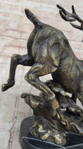 Load image into Gallery viewer, Running Deer Elk Buck Stag Caribou Reindeer Bronze Metal Sculpture Statue 11" x 10"
