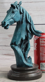 Abstract Horse Head Bust Bronze Sculpture Statue Blue Green Patina Original Art