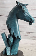 Load image into Gallery viewer, Abstract Horse Head Bust Bronze Sculpture Statue Blue Green Patina Original Art
