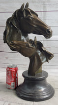 Load image into Gallery viewer, Necking Horses Bronze Bust Sculpture Statue Equestrian Decor Signed Original Art

