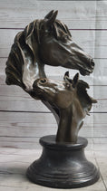 Load image into Gallery viewer, Necking Horses Bronze Bust Sculpture Statue Equestrian Decor Signed Original Art

