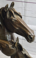 Load image into Gallery viewer, Necking Horses Bronze Bust Sculpture Statue Equestrian Decor Signed Original Art
