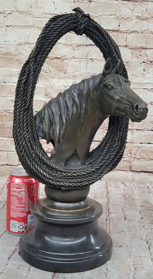 Equestrian Horse Lover Horses Bust Original Art Bronze Sculpture Statue Figure on Marble Base - Southlake Paws