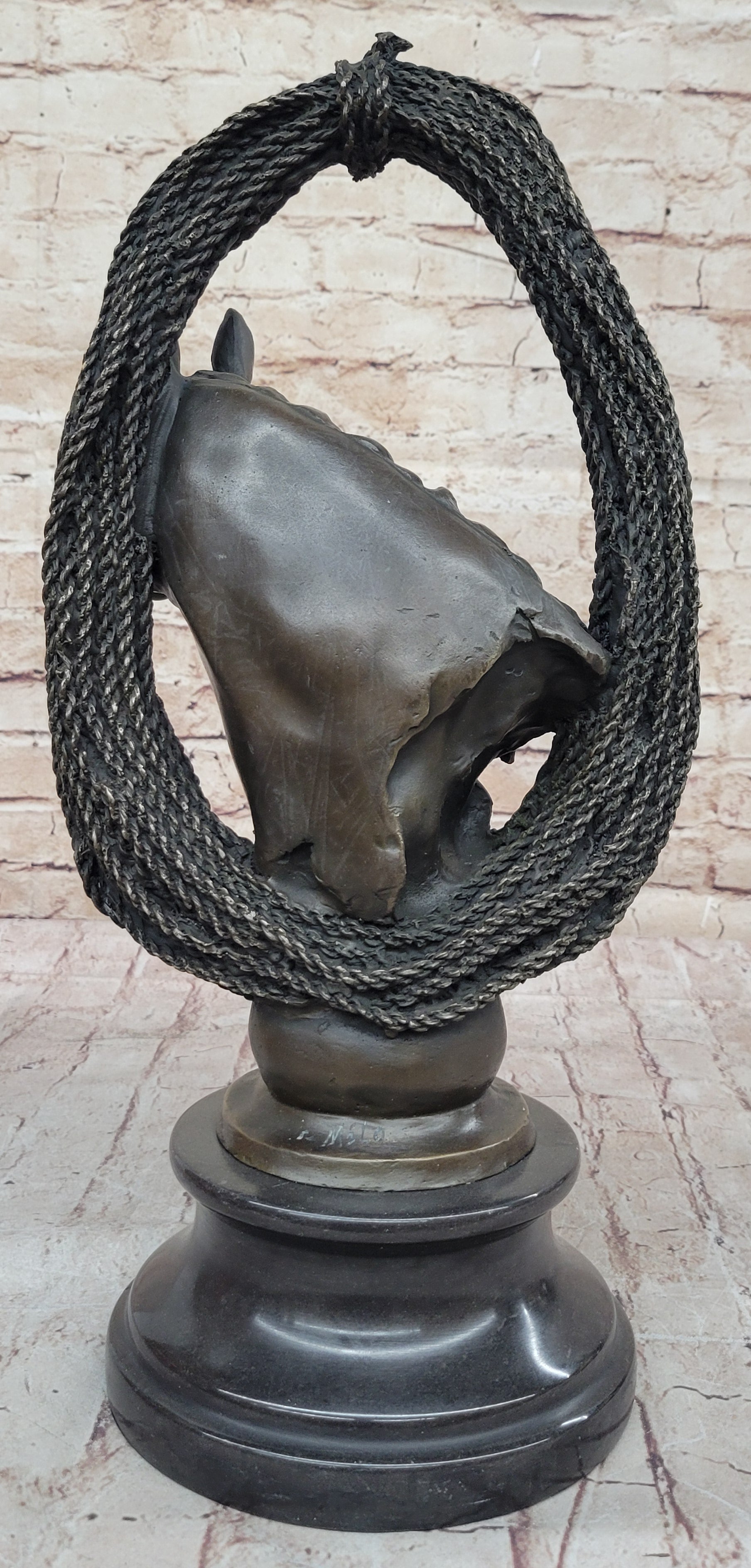 Equestrian Horse Lover Horses Bust Original Art Bronze Sculpture Statue Figure on Marble Base - Southlake Paws