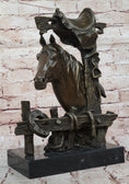 Load image into Gallery viewer, Lost Wax Bronze Casting Bust of Horse in Stables by Milo on Marble Base
