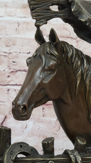Lost Wax Bronze Casting Bust of Horse in Stables by Milo on Marble Base