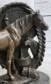 Horses Foal Equestrian Horse Lover Bronze Metal Sculpture Statue Figure Gift Decor Signed Art