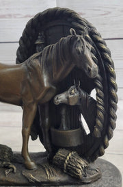 Horses Foal Equestrian Horse Lover Bronze Metal Sculpture Statue Figure Gift Decor Signed Art