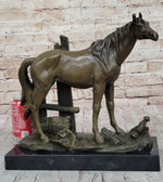 Horse at the Stable Bronze Sculpture Statue Equestrian Country Farm Decor Signed Art