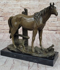 Load image into Gallery viewer, Horse at the Stable Bronze Sculpture Statue Equestrian Country Farm Decor Signed Art
