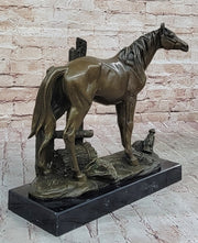 Horse at the Stable Bronze Sculpture Statue Equestrian Country Farm Decor Signed Art