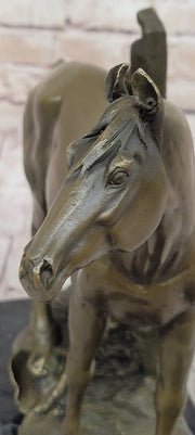 Horse at the Stable Bronze Sculpture Statue Equestrian Country Farm Decor Signed Art