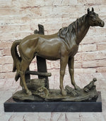 Horse at the Stable Bronze Sculpture Statue Equestrian Country Farm Decor Signed Art