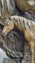 Load image into Gallery viewer, Equestrian Horse Lover Decor Mare & Foal Bronze Sculpture Statue on Marble Base
