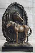 Load image into Gallery viewer, Equestrian Horse Lover Decor Mare & Foal Bronze Sculpture Statue on Marble Base
