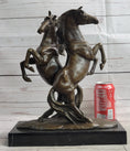 Load image into Gallery viewer, Two Rearing Stallions Horses Bronze Sculpture Statue Horse Lover Decor Signed Art on Marble Base
