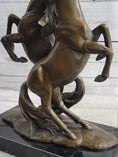 Load image into Gallery viewer, Two Rearing Stallions Horses Bronze Sculpture Statue Horse Lover Decor Signed Art on Marble Base
