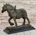Load image into Gallery viewer, Budweiser Clydesdale Work Horse Bronze Statue Sculpture Original Art on Marble Base - Southlake Paws
