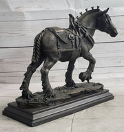 Budweiser Clydesdale Work Horse Bronze Statue Sculpture Original Art on Marble Base
