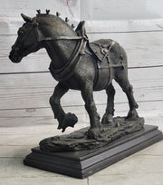Budweiser Clydesdale Work Horse Bronze Statue Sculpture Original Art on Marble Base