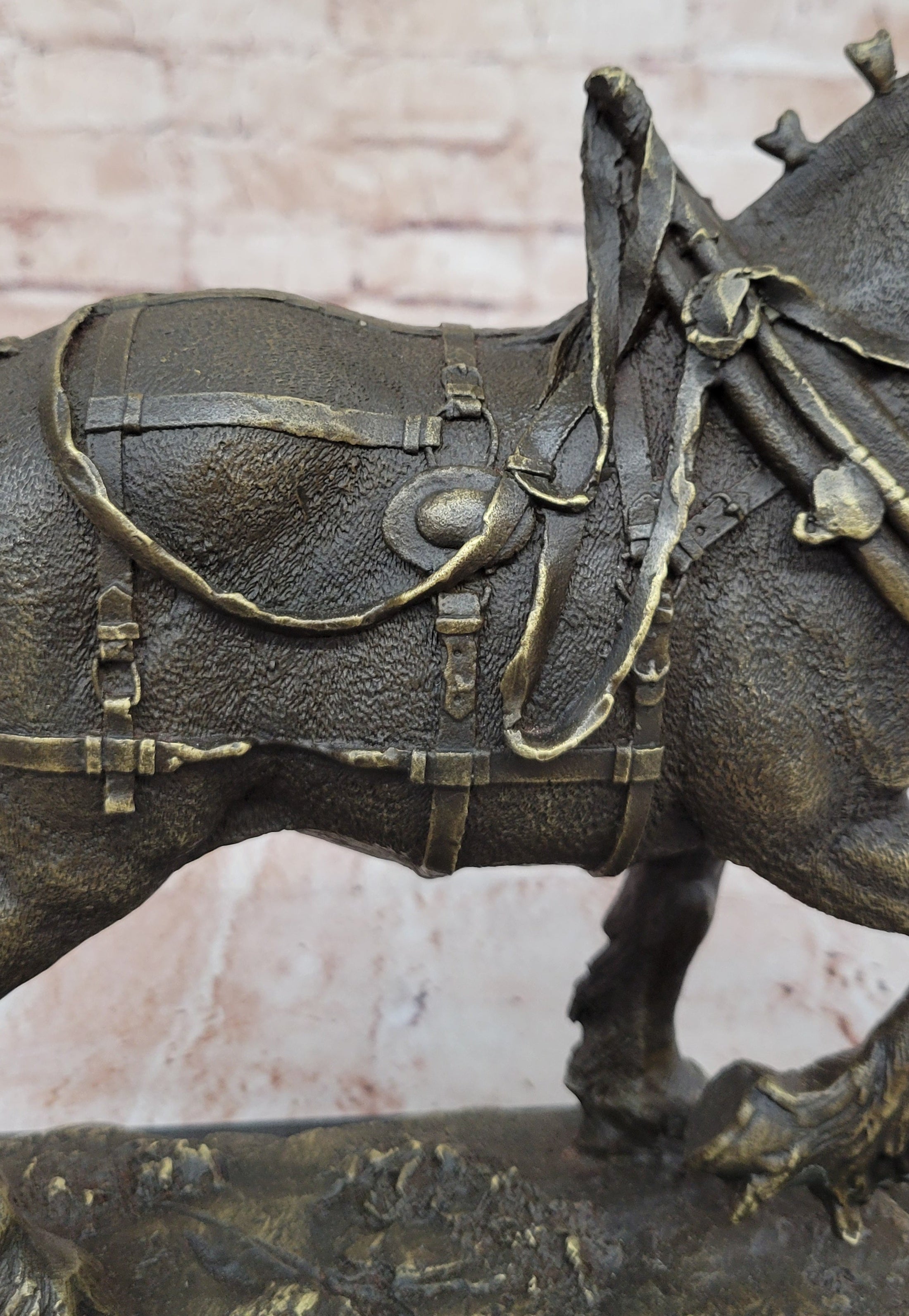 Budweiser Clydesdale Work Horse Bronze Statue Sculpture Original Art on Marble Base - Southlake Paws