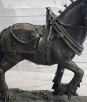 Budweiser Clydesdale Work Horse Bronze Statue Sculpture Original Art on Marble Base