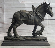 Budweiser Clydesdale Work Horse Bronze Statue Sculpture Original Art on Marble Base