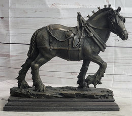 Budweiser Clydesdale Work Horse Bronze Statue Sculpture Original Art on Marble Base