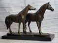 Load image into Gallery viewer, Two Horses Bronze Metal Statue Sculpture after PJ Mene on Marble Base
