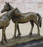 Necking Horses Bronze Sculpture Statue Equestrian Barn Stables Farmhouse Decor