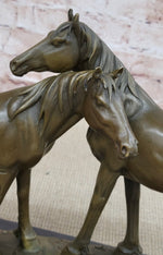 Necking Horses Bronze Sculpture Statue Equestrian Barn Stables Farmhouse Decor