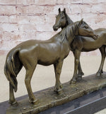 Necking Horses Bronze Sculpture Statue Equestrian Barn Stables Farmhouse Decor