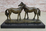 Necking Horses Bronze Sculpture Statue Equestrian Barn Stables Farmhouse Decor