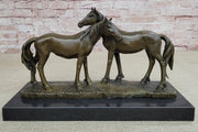 Necking Horses Bronze Sculpture Statue Equestrian Barn Stables Farmhouse Decor